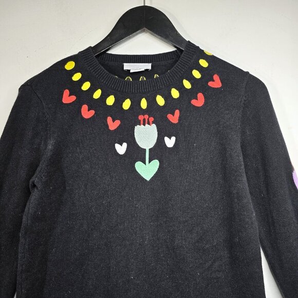 Stella McCartney Black Embroidered Tulip Sweatshirt Tunic Wool Blend Dress - Picture 4 of 9